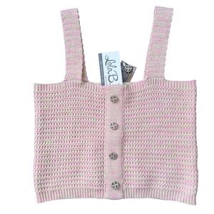 Strut & Bolt NEW Knit Button Crochet Tank Cottagecore Grandmacore MSRP $68 Med‎